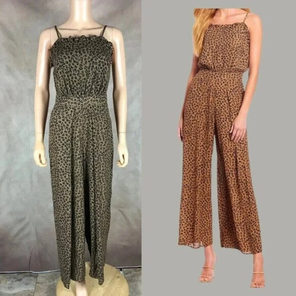 CeCe Pants - CeCe Chiffon Leopard Wide Leg Jumpsuit NWT Size 0